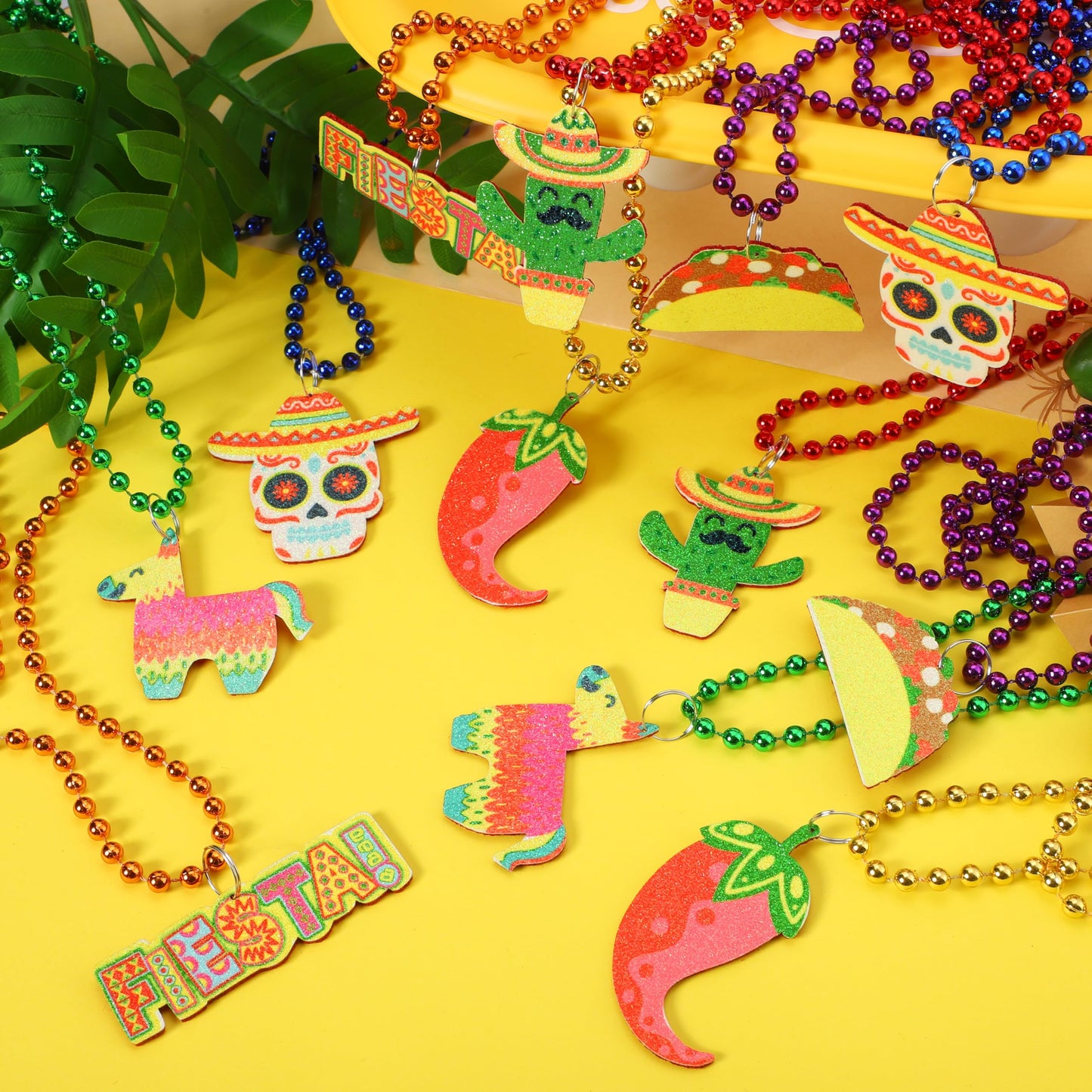 JOYIN 24 PCS Cinco de Mayo Beaded Necklaces for Party Decorations, Fiesta Beaded Necklace for Mexican Themed Bachelorette Party Favors, Photo Props Carnivals Event Decorations