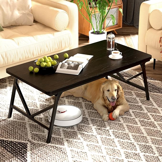 QUERNA Folding Coffee Table, No Assembly Low Coffee Table, Floor Table Desk for Sitting on The Floor, Portable Floor Table...