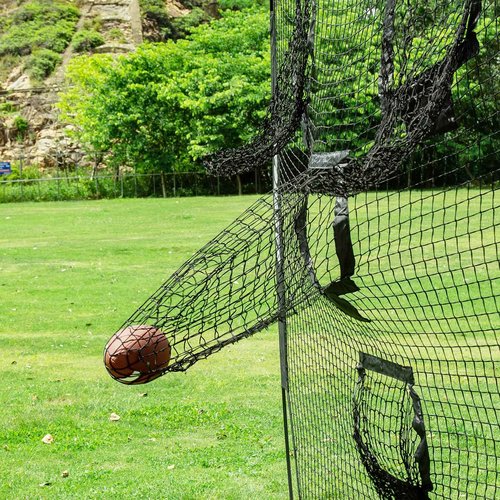 BaseGoal 8 x 8ft Football Net With 4 Target Pockets for Throwing Accuracy, Quarterback Training Equipment (Black)