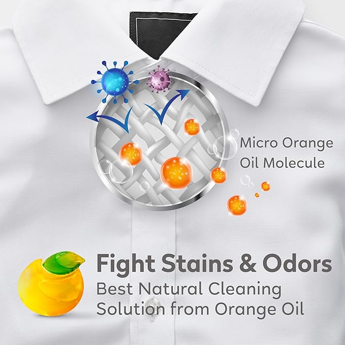 ORANGE HOUSE Laundry Detergent Pods, Natural Plant-Based Detergent with Orange Oil | Hypoallergenic, Free & Clear, Scent-Free, HE & Standard Machine Compatible, Gentle for Sensitive Skin, 54 Count