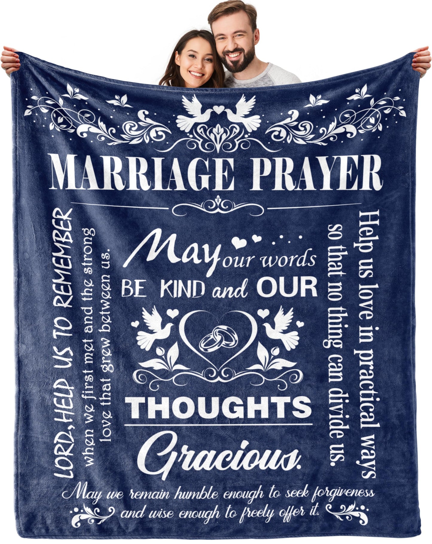 Marriage Prayer, Wedding Gifts for Newlyweds, Marriage Prayer Wedding Gifts 50" x 60" Blankets, Engagement Gifts for Couples Christian Religious Prayer Quote, Bridal Shower Gifts