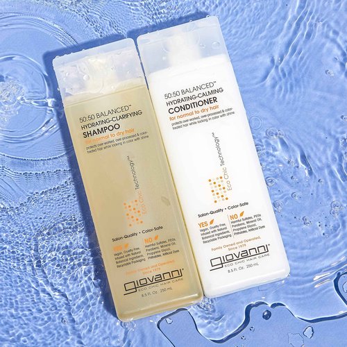 GIOVANNI ECO CHIC 50:50 Balanced Hydrating-Calming Conditioner - Leaves Hair pH Balanced for Over-Processed, Lauryl & Laureth, Sulfate Free, No Parabens, Color Safe - 128 oz