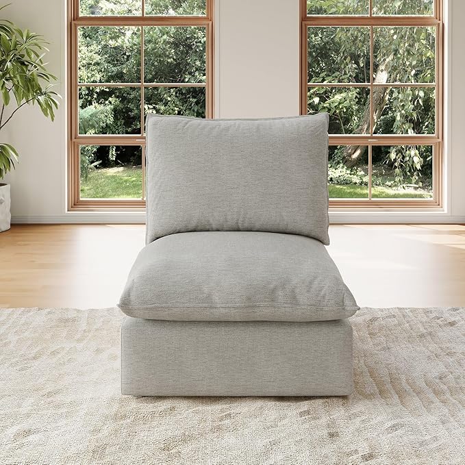 Forest aesthetics Cloud Modular Sectional,Middle Waterproof High Backrest Sectional Sofas,Down Filled Modular Couch with Removable Washable Cover for Living Room,Light Gray