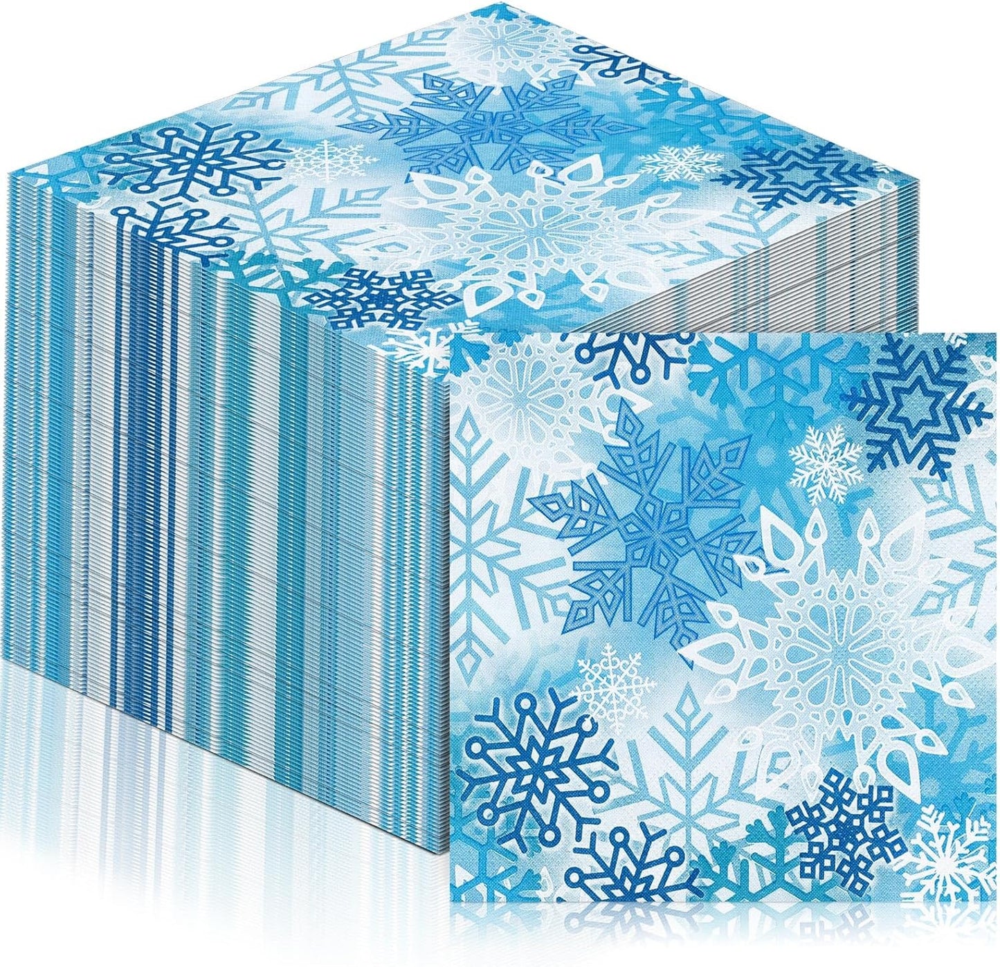 60 Pcs Winter Snowflake Cocktail Paper Napkins 6.5 x 6.5 Inches Disposable Paper Napkins Dessert Beverage Napkin for Decoupage Luncheon Napkin for Party Wedding Birthday Party