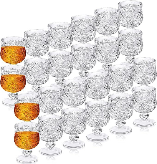 1.75 oz Shot Glasses Set Fancy Cute Shot Glasses Cordial Crystal Shot Glassware Clear Embossed Glass Snifters Drinkware fo...