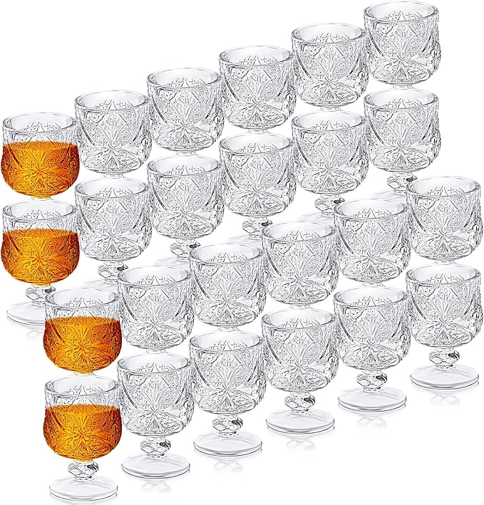 1.75 oz Shot Glasses Set Fancy Cute Shot Glasses Cordial Crystal Shot Glassware Clear Embossed Glass Snifters Drinkware fo...