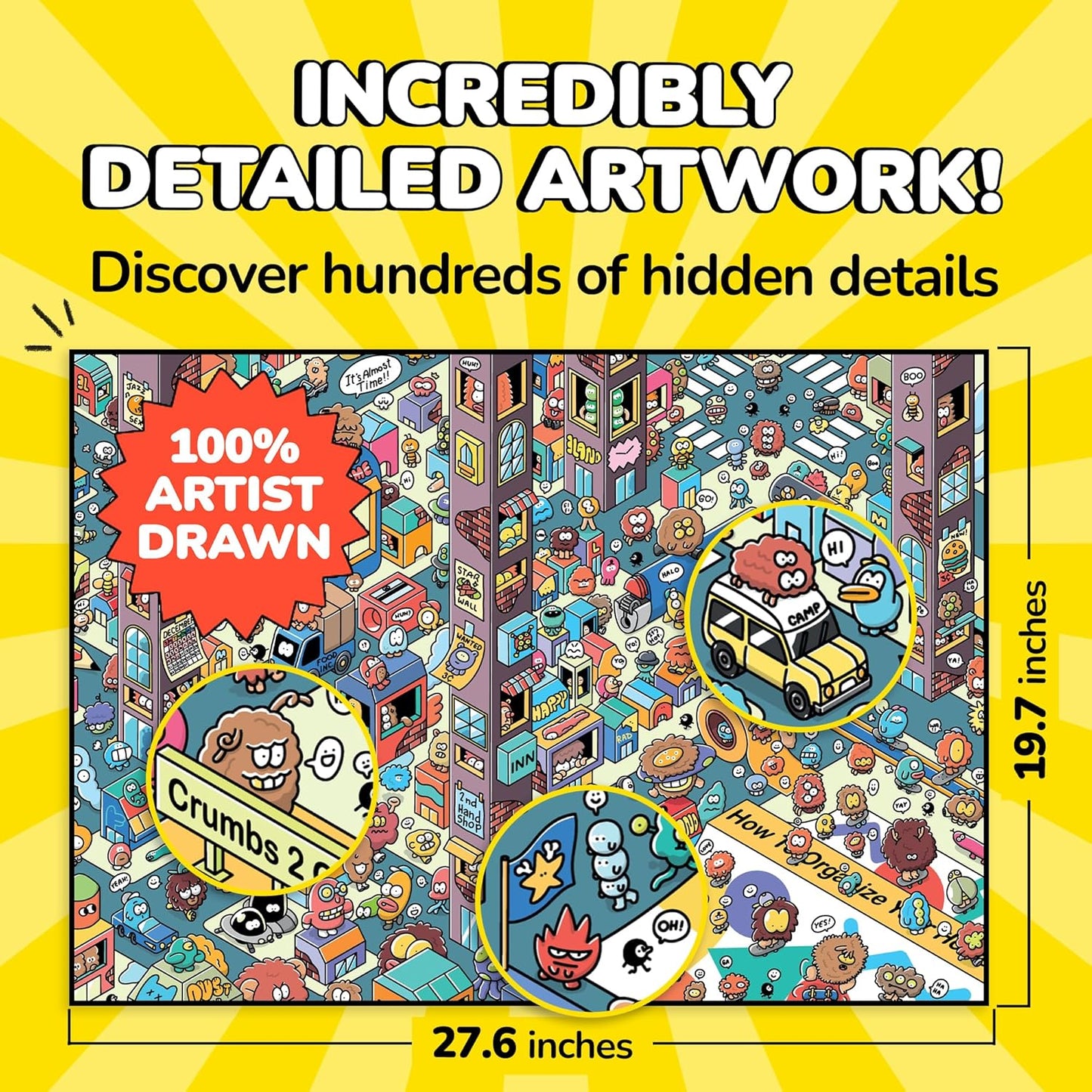 Odd Pieces Jigsaw Puzzles 1000 Pieces - Magic Mystery Story Secret Ending Puzzle - Perfect Game Night for Adults & Kids - Cartoon City Building Theme Sci-Fi (Turbo 3000)