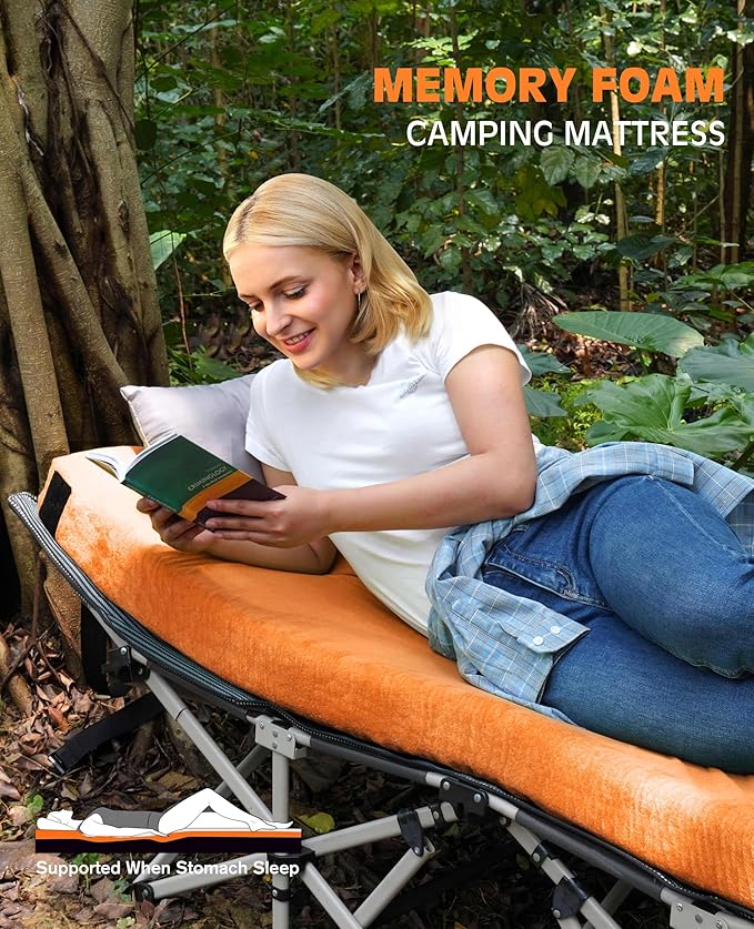 GAIALOOP 4 INCH Extra Thick Memory Foam Camping Mattress, 30D Foam Camp Pad for Car Tent Cot, Roll Up Mattress for Guests Sleepovers RV Truck Camper
