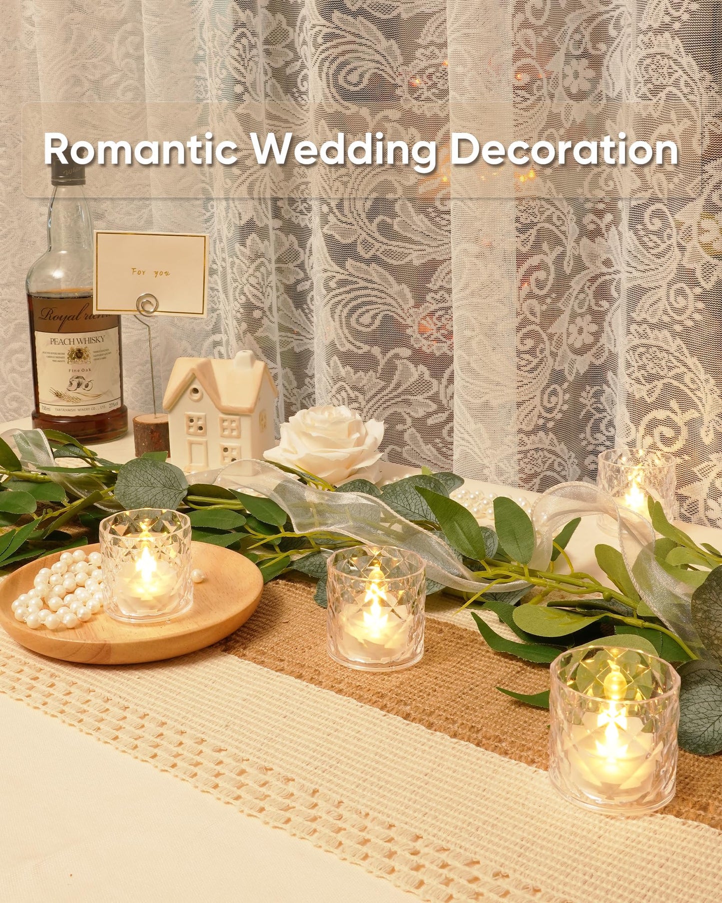 Homemory 2" x 2" Acrylic Votive Candle Holders with Auto Timer Flameless Led Tealight, Battery Powered Fake Electric Candles for Wedding Centerpiece, Table, Christmas Decor (12Pack, Clear Base)