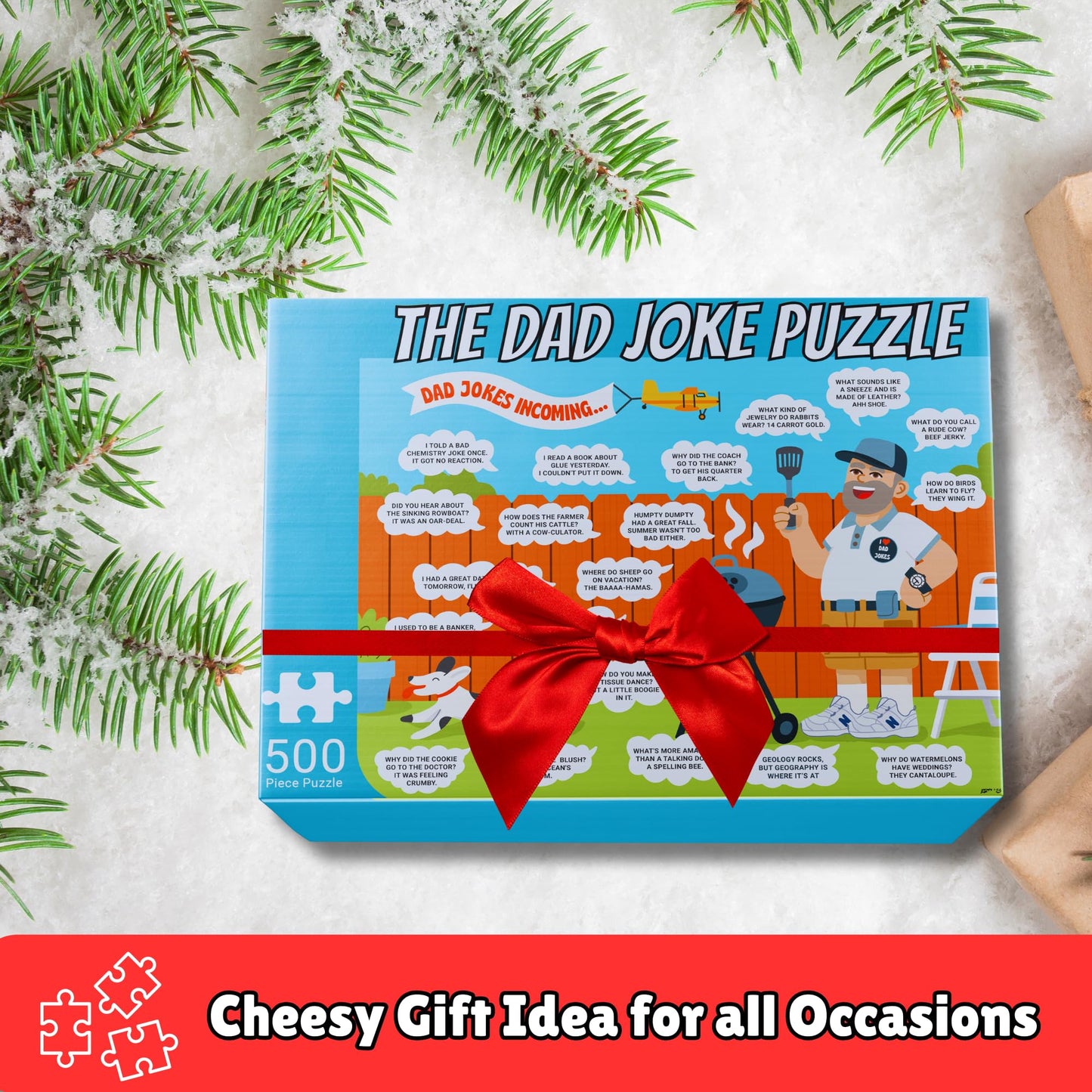 Fathers Day Dad Gifts - 500 Piece Dad Joke Puzzle - Jigsaw Puzzles for Adults, Gifts for Fathers and Dads, White Elephant Presents, Stocking Stuffers, 50th, 60th Birthday Gift Ideas, Father's Day