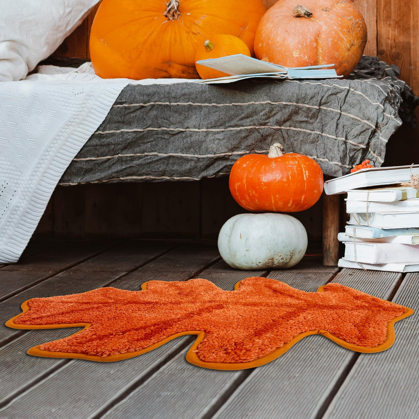 FUTBU Fall Bathroom Rugs, Fall Leaf Decorations Bath Mats for Bathroom, Farmhouse Autumn Leaf Rugs for Bathroom Decorations for The Home, Holiday Cute Fall Leaf Decor Non-Slip 16x24 Inches