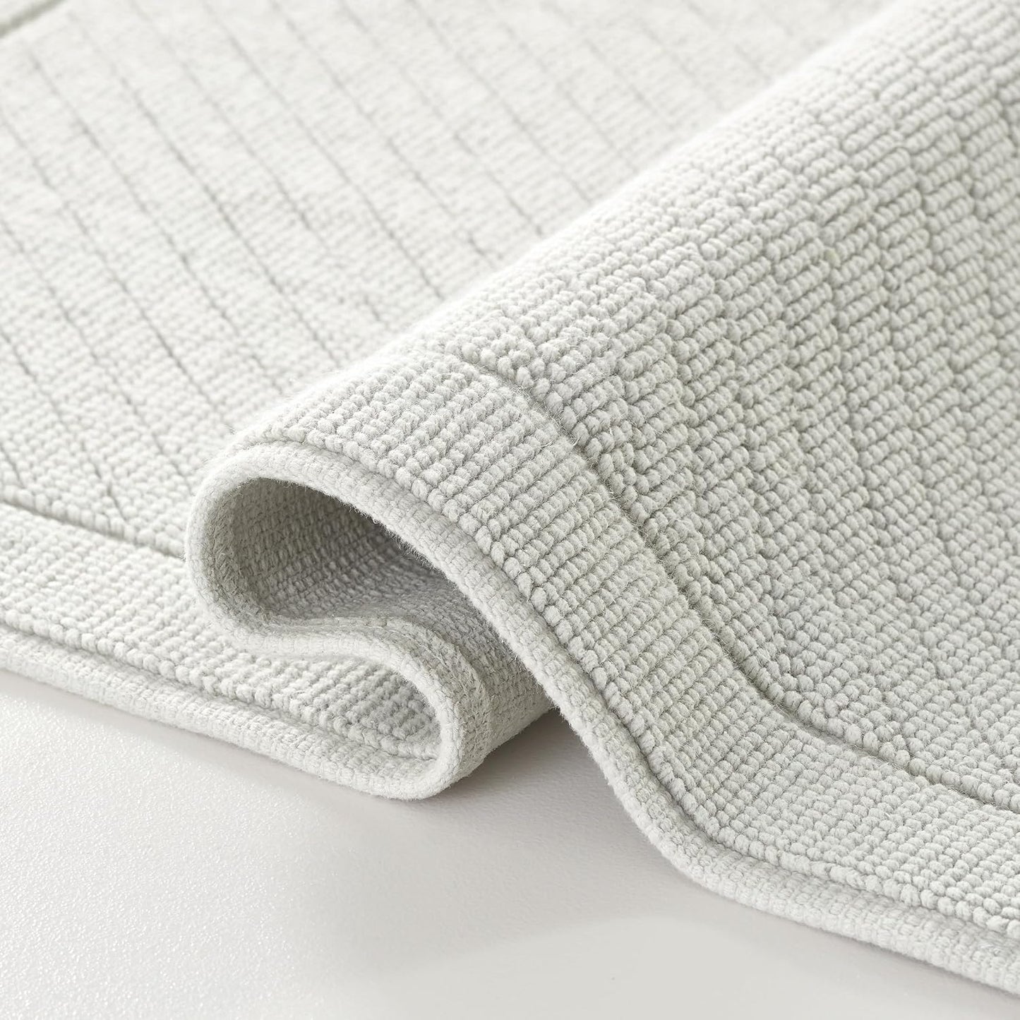 Arkwright 100% Cotton Bathroom Rug - High Absorbent Stylish Textured Woven Design Bath Mat, Slip Resistant Backing for Shower and Bathtub Floor, 20x60 in - Grey