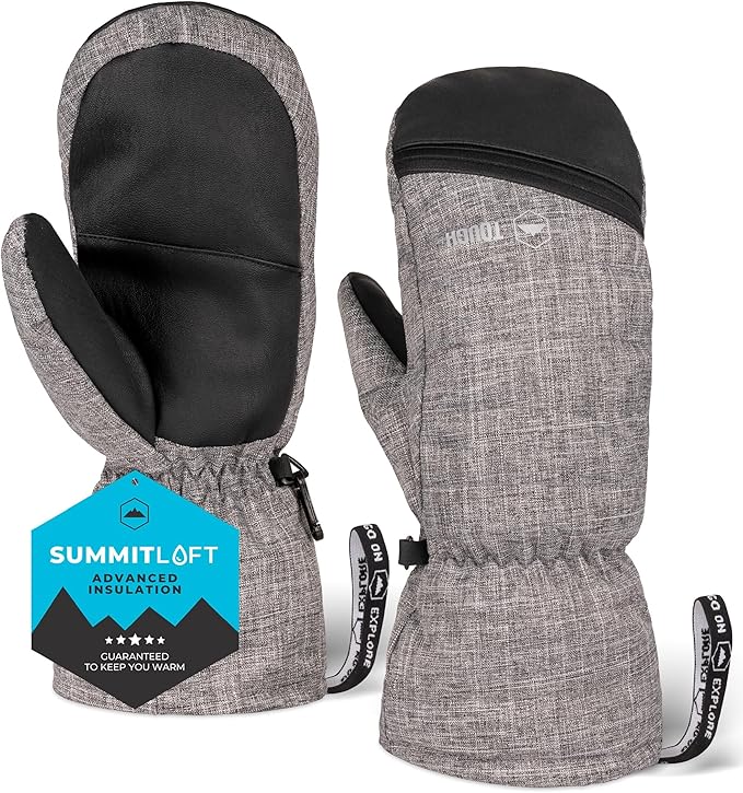 Tough Outdoors Winter Ski Mittens for Women & Men - Waterproof Insulated Snowboard Gloves - Snowboarding Snow Glove Mitten