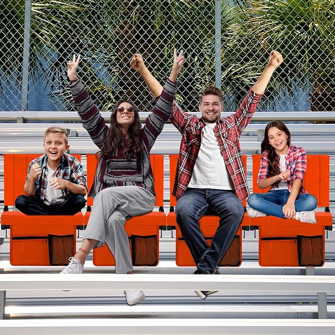 Halituny Stadium Seat for Bleachers with Back Support, Portable Bleacher Seat with Wide Comfy Padded Cushion, Metal Hook, Folding Stadium Chair with Shoulder Strap, Carry Handle, Cup Holder