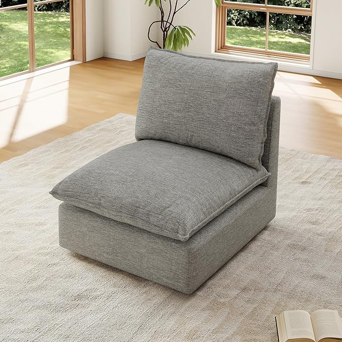 Forest aesthetics Cloud Modular Sectional,Middle Waterproof High Backrest Sectional Sofas,Down Filled Modular Couch with Removable Washable Cover for Living Room,Dark Gray