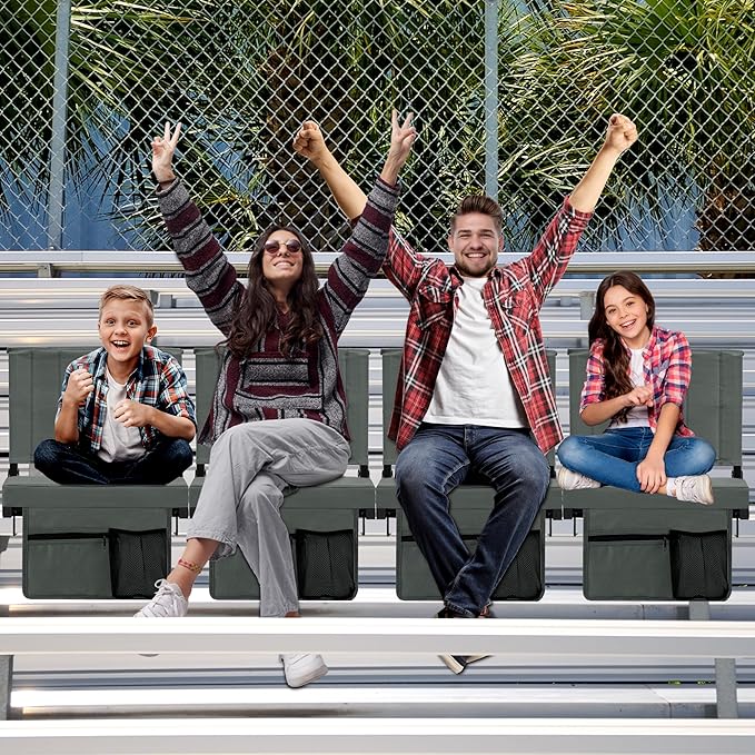 Halituny Stadium Seat for Bleachers with Back Support, Portable Bleacher Seat with Wide Comfy Padded Cushion, Metal Hook, Folding Stadium Chair with Shoulder Strap, Carry Handle, Cup Holder