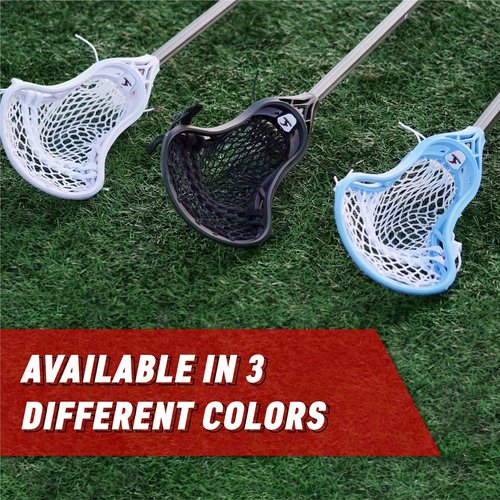 Silverfin Lacrosse Head, Strung Lacrosse Head, Unstrung Lacrosse Head, Mens Lacrosse Stick, Lacrosse Stick Head, Mens Strung Lacrosse Head, Lacrosse Head Strung (Camber Strung, Light Blue)