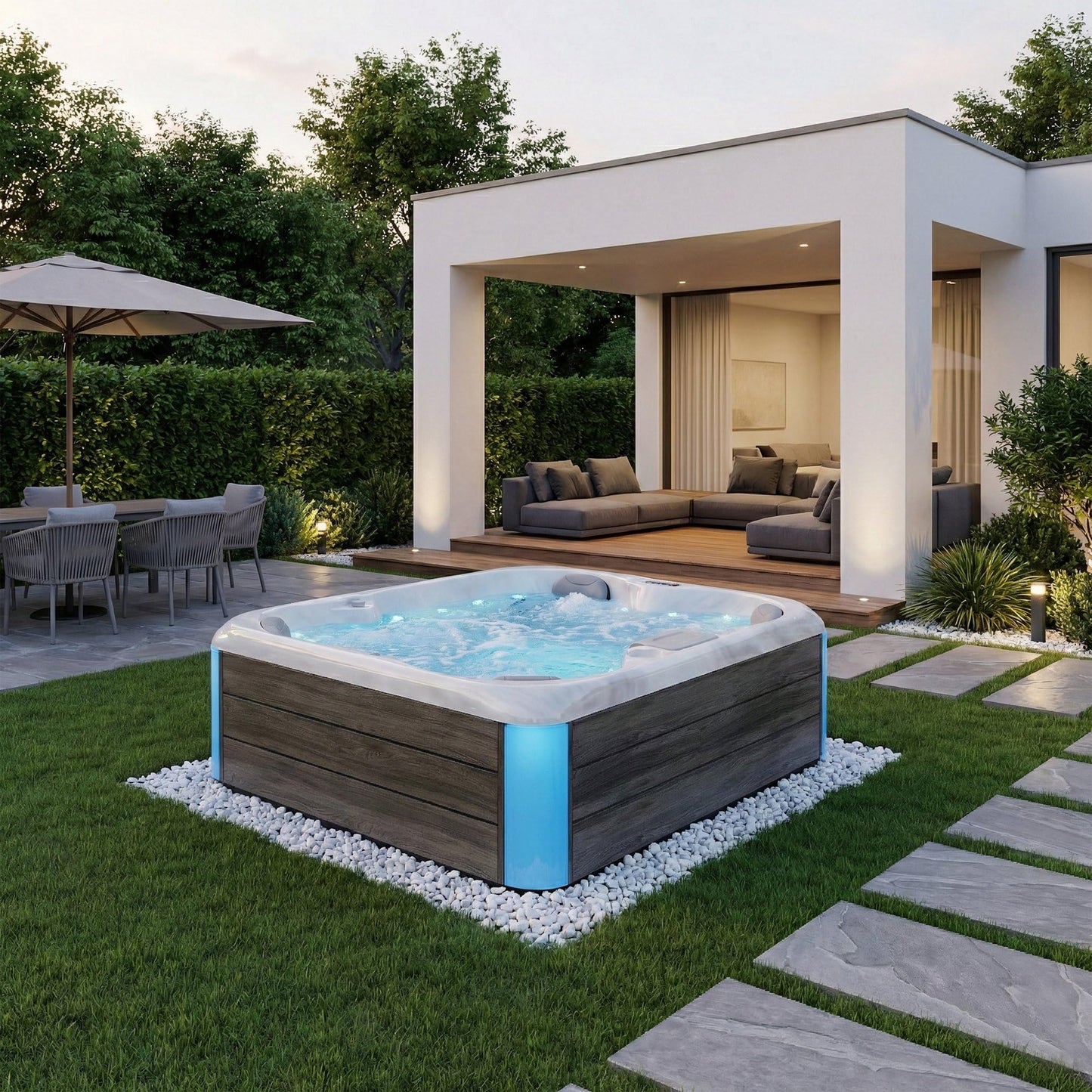 Empava Hot Tub, 4-Person Home Spa for Hydrotherapy, Arthritis & Muscle Relief |20-Jet 110V Backyard Oasis for Ultimate Recovery & Lasting Family Memories, Acrylic, 82", ETL Certified