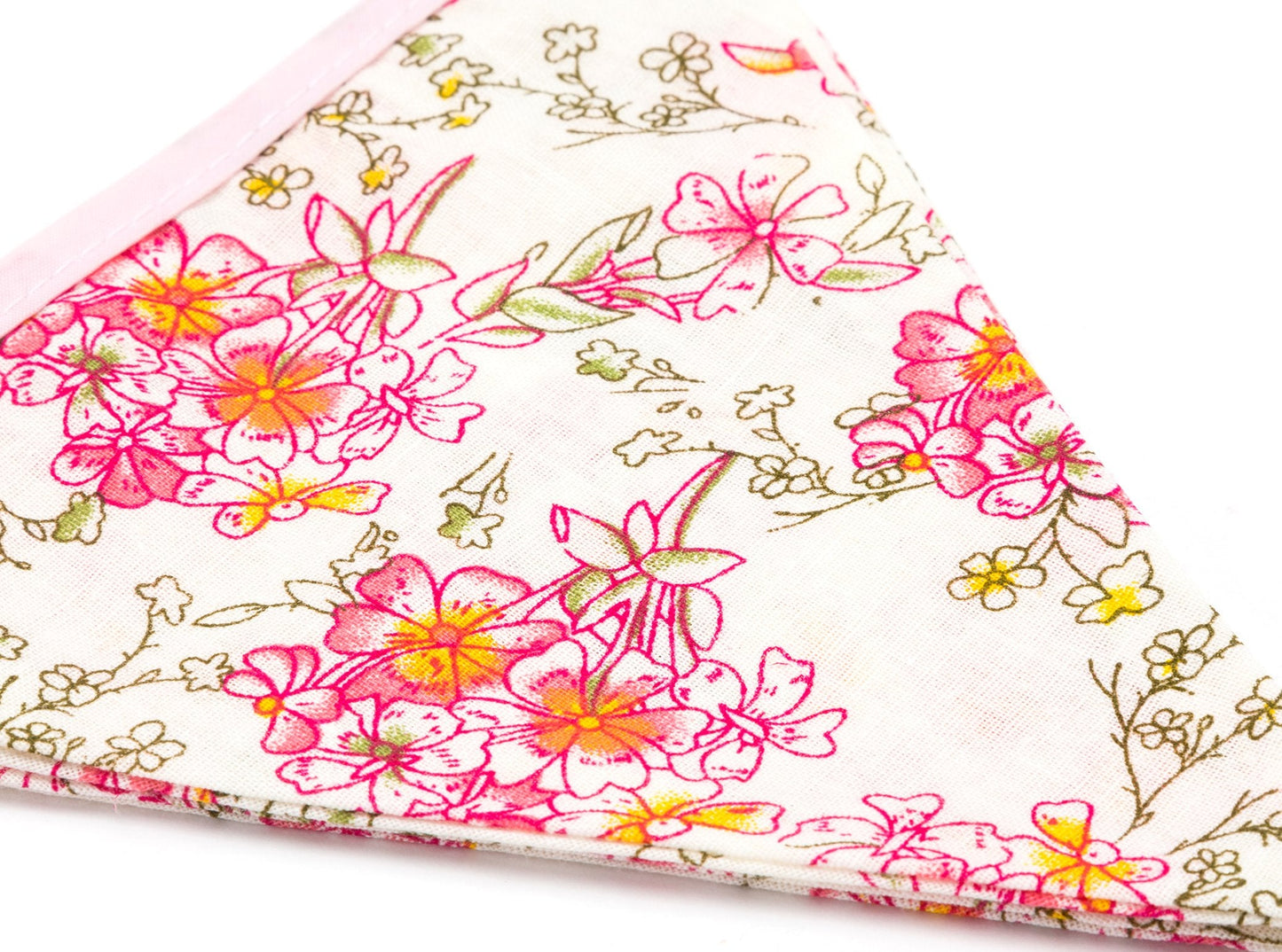 LOVENJOY Pink Floral 100% Cotton Bunting Banner for Girls Shabby Chic Wedding Birthday Decoration