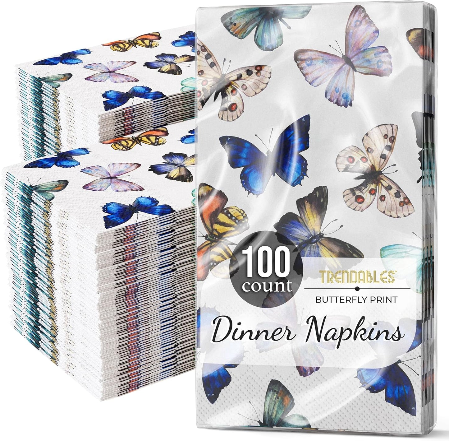 Trendables Butterfly Napkins for decoupage 100 Pcs 3 Ply Butterfly paper napkins decorative Guest Towels Disposable Bathroom, For Tea Party Decorations, Dinners & Weddings