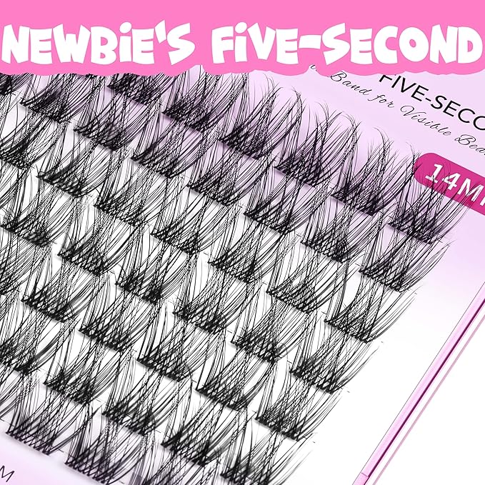 VEYESBEAUTY Lash Clusters Individual Eyelash Extensions Thin & Invisible Band DIY False Eyelashes for Self-application Newbie's Five-Second Series Wispy Lash Tray, LuxeBold 12mm Single Length