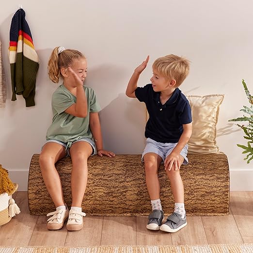 ECR4Kids SoftZone Tree Log Full Bench, 12in, Flexible Seating, Chocolate