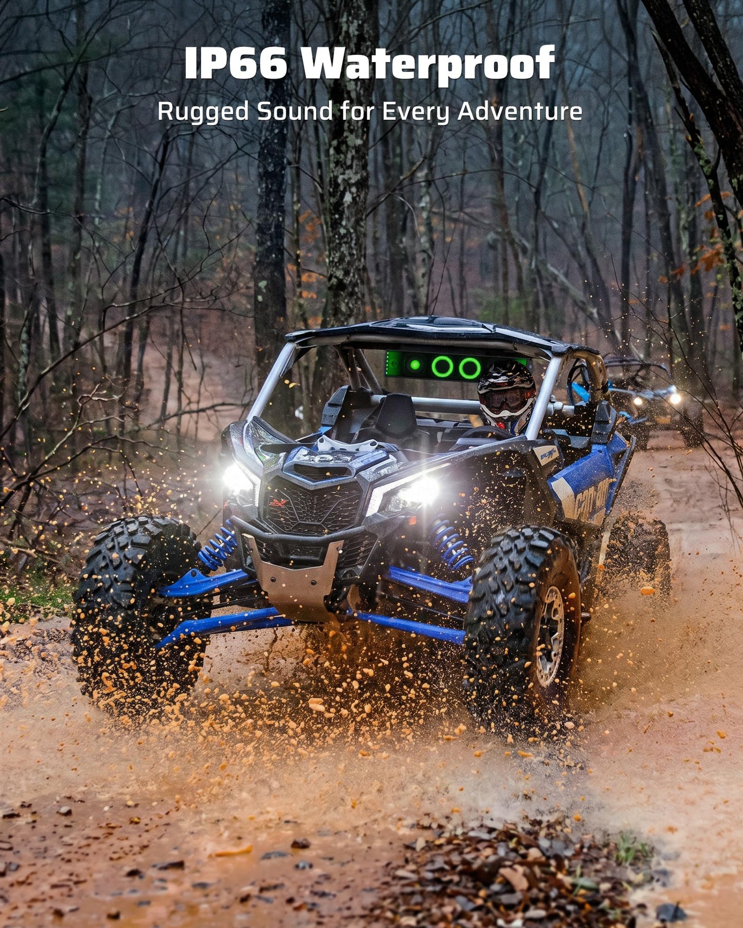 Ehaho 25 Inch UTV Sound Bar, IP66 Waterproof Bluetooth Golf Cart Sound Bar, ATV SoundBar with RGB Lighting, Amplified Powersports SXS SoundBar, UTV Speakers Compatible with Polaris RZR Can-Am