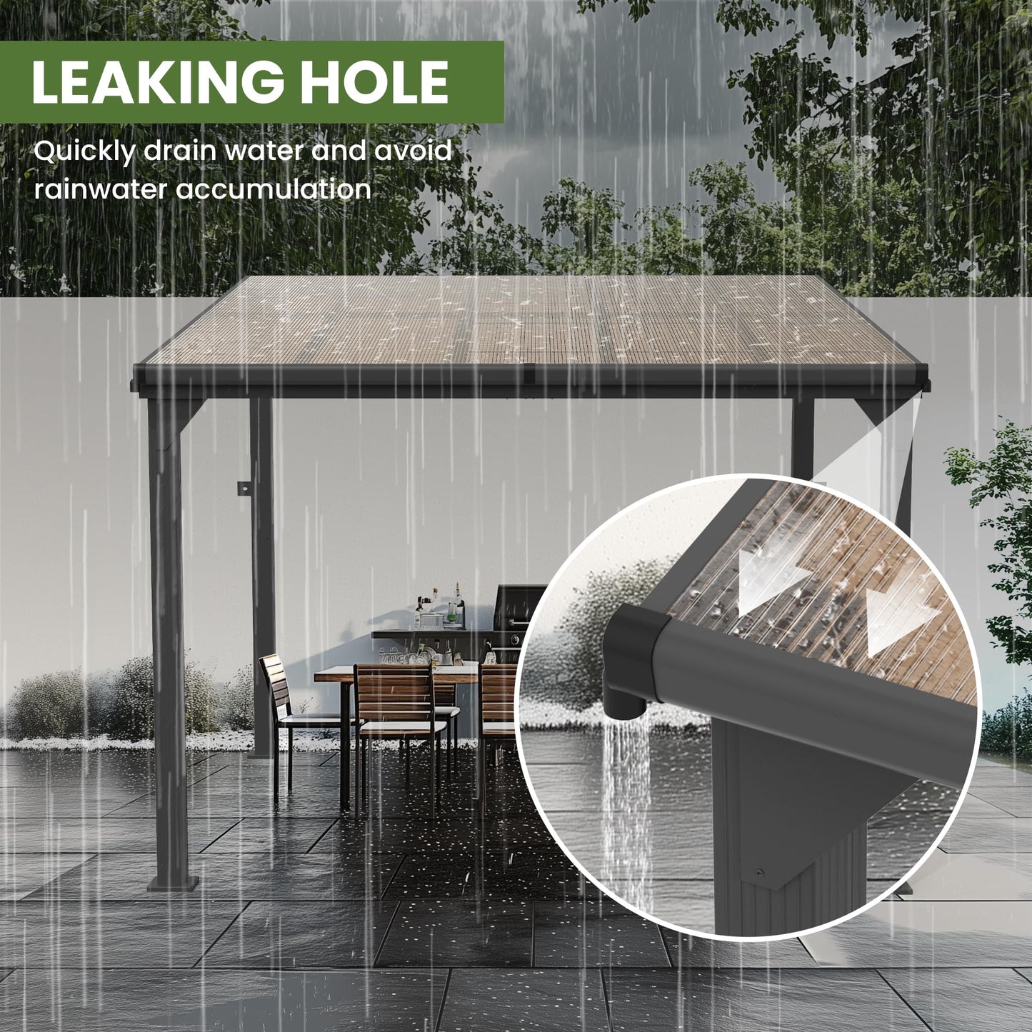 Patiopia 10 * 20FT Pergola,4 * 7 Inch Thickened Pillars & Enlarged Base,Outdoor Hardtop Lean to Gazebo,Wall Mounted Pergola,Pergolas Gazebos Clearance,Aluminum Frame Pergola,UV Resistant Patio Roof