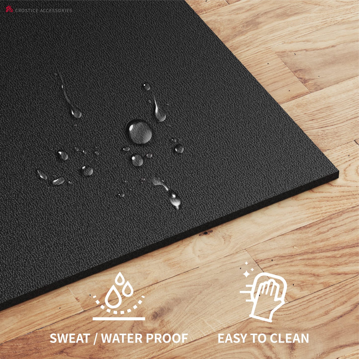 Crostice Double Mat Compatible with Peloton Bike, Row & Concept 2 Rowing Machine, Thickness 6mm, Bike Trainer Accessories, 11.8x30 inch * 2 Mat Protect Hardwood Floor Carpet, for Home Gym Exercise