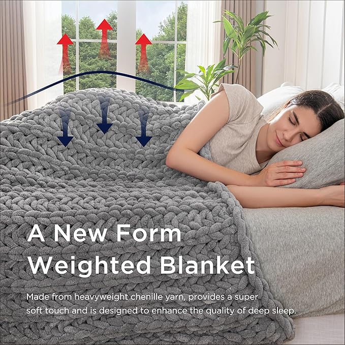 Maetoow Handmade 15 lb Soft Knitted Weighted Blanket, 72 x 48 in Breathable Chunky Knit Gravity Blanket Throw, Home Decor for Sofa Couch Bed, Sage Green
