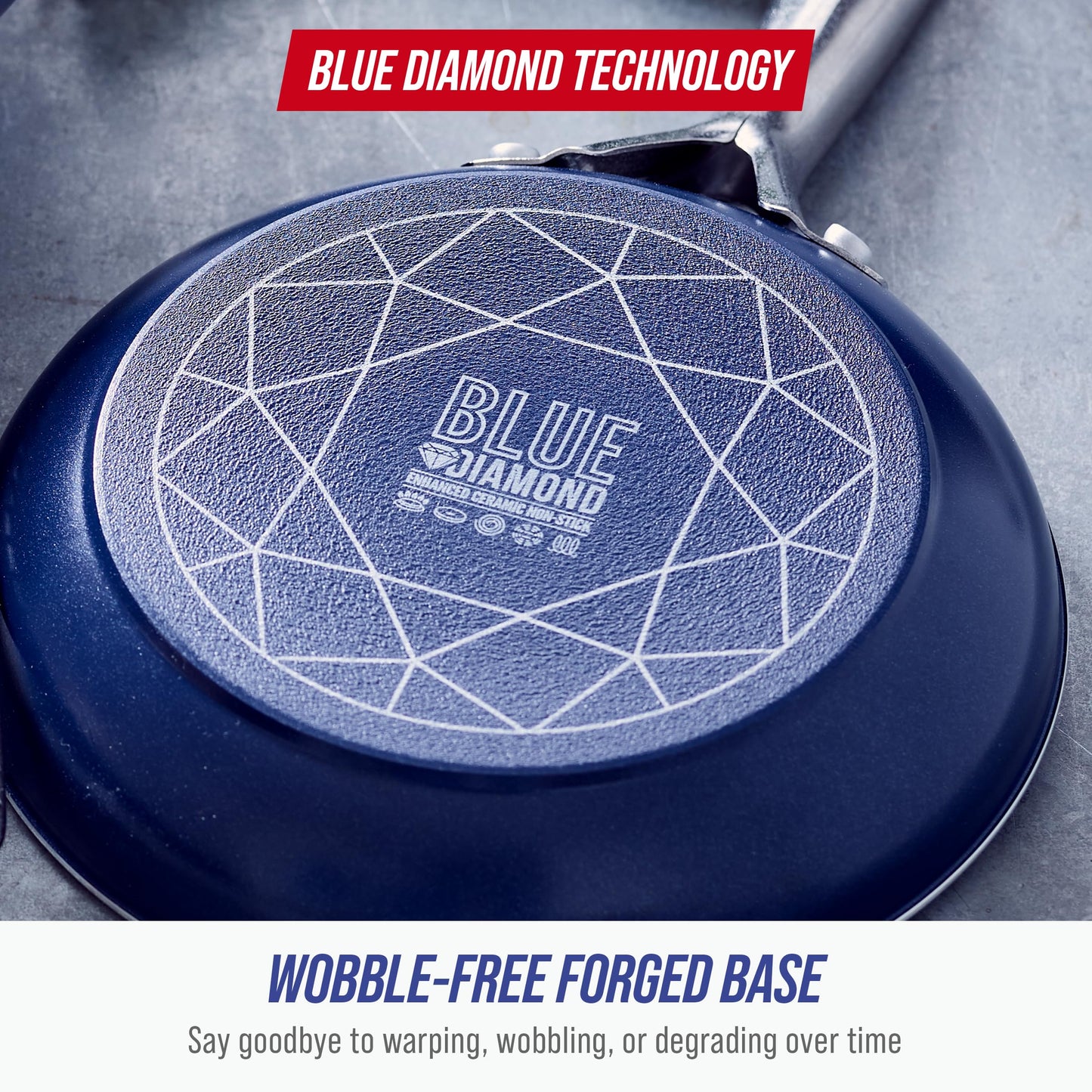 Blue Diamond 14 Piece Cookware Set, Diamond Infused PFAS & PFOA-Free Ceramic Nonstick Pots and Pans, Durable, Non Toxic, Metal Utensil Safe & Scratch Resistant, Dishwasher & Oven Safe, Blue