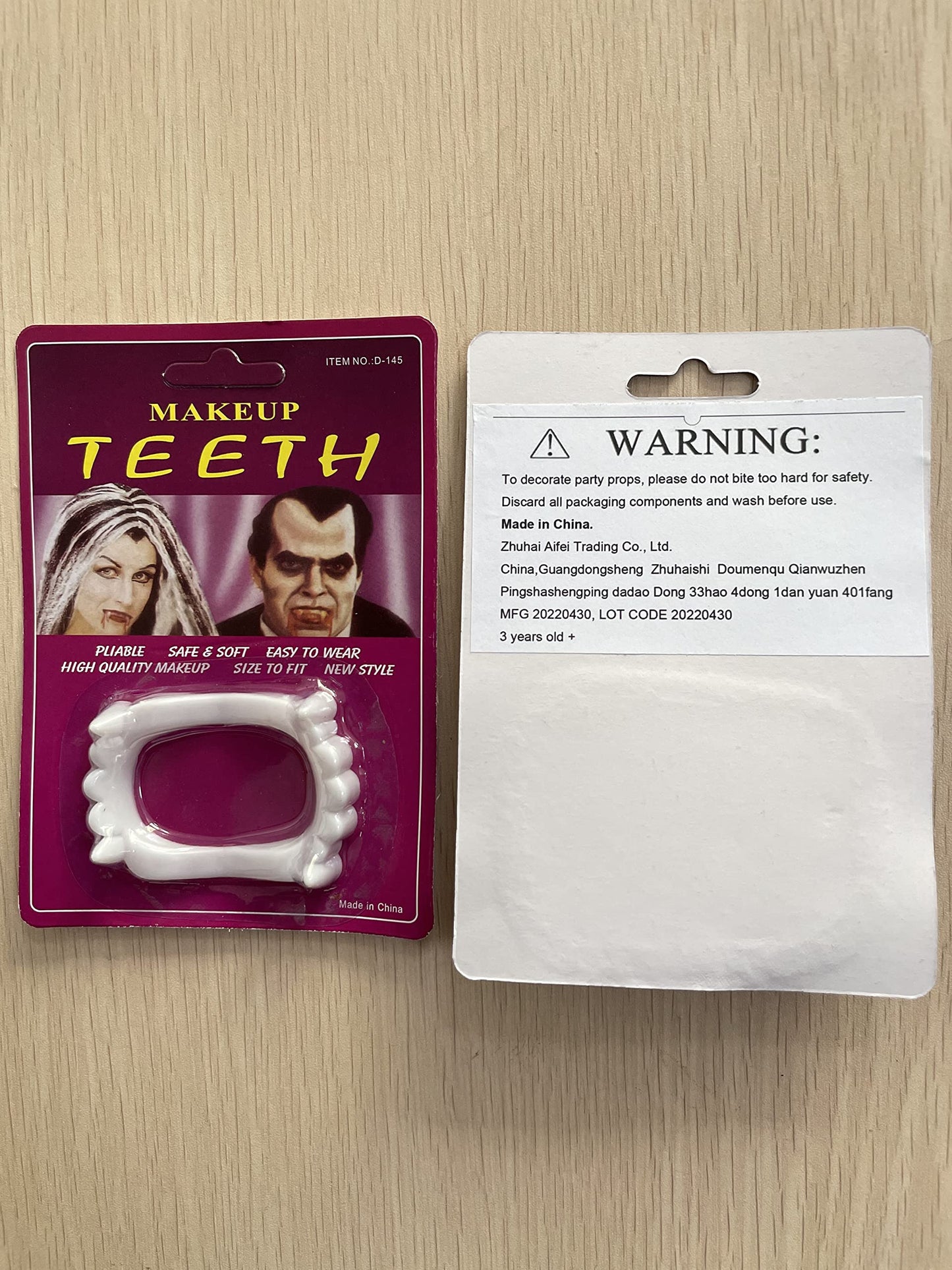 Boieo White Vampire Fangs Halloween Costumes Props for kids