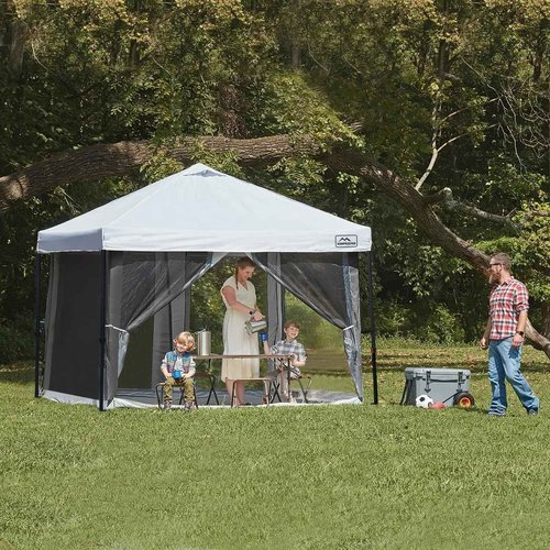 Canopy Universal Mosquito Netting Tent, Converts 10'x10' Canopy Gazebo into Camping Inner Tent, Screen House with Full PE Floors for Outdoor, Backyard. (TOP & Frame NOT Included) Black