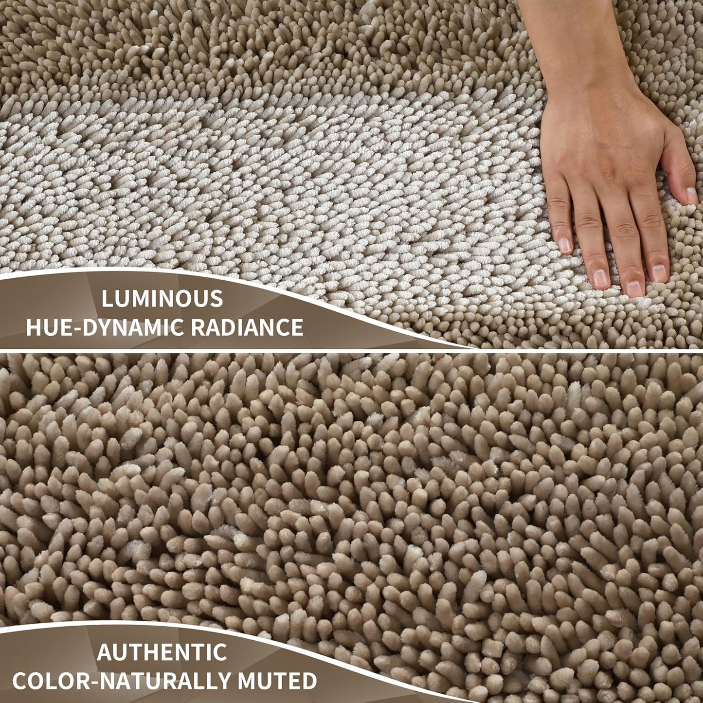 Yimobra Long Bathroom Rugs Runner 70x24 Inch, Extra Thick Soft Absorbent Chenille Bath Mat, Non Slip Machine Washable, Quick Dry Bath Rugs for Bathroom Floor, Tub and Shower, Camel