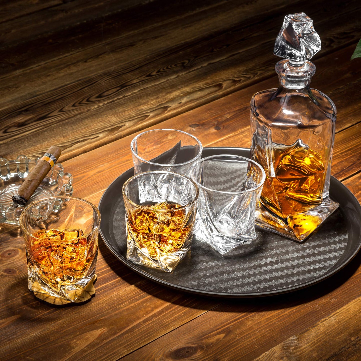 KANARS Whiskey Decanter Set, Premium Crystal Liquor Decanter with 6 Old Fashioned Glasses for Cocktail Scotch Bourbon Irish Whisky Alcohol, Unique Men Gifts for Christmas Housewarming Birthday