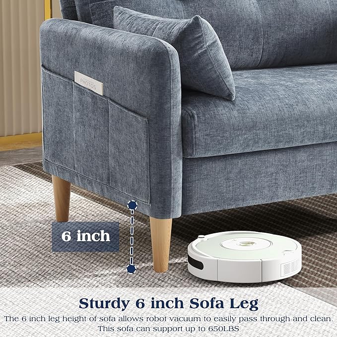 Hanherry Loveseat Sofa, 47” Small Couch for Living Room, Comfy Chenille Fabric Love Seat for Bedroom with Throw Pillow,Removable Cushion Cover,Couches for Small Space,Apartment,Dorm