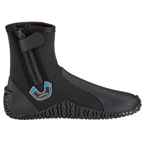 Rapido Boutique Collection Wise 7mm Neoprene Wetsuit Zipper Dive Boot, Great Scuba Diving Snorkeling Surf Boots | Anti-Slip Rubber Sole Booties for Men and Women (Black, US M: 14, US W: 15) (7MM, 8)