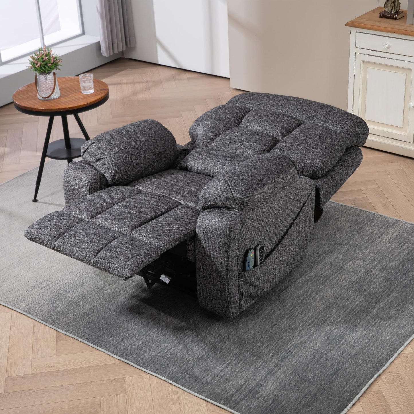 4 Motors Oversized Electric Lift Chair Power Recliner Sofa Chair for Adults with Massgae,Heat and Hidden Cup Holders, 180° Infinite Electric Reclining Armchair Comfy for Living Room, Bedroom,Office