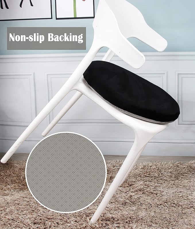 Sigmat Memory Foam Seat Cushion Anti-Slip Soft Round Chair Pad 16 Inch Velvet Black