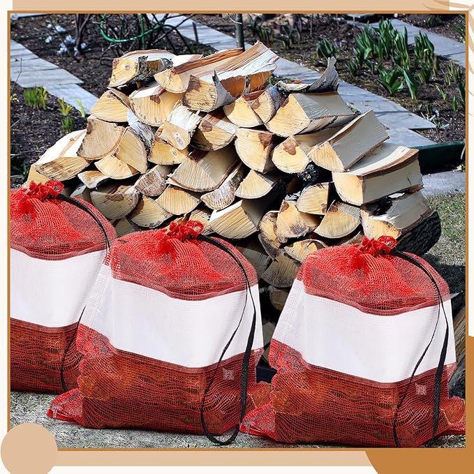 10 Pcs Onion Bags Reusable Mesh Produce Storage with Drawstring Firewood Bags Onion Potato Storage Sacks for Garden Vegetable Fruit Produce Packaging Supplies (22 x 28 Inch)