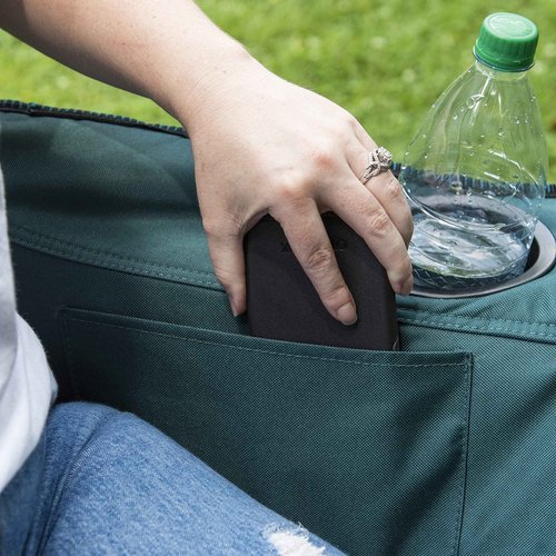 Kijaro Quilted Club Adult Camping Chair Features Comfortable Quilted Polyester Fabric and Built-in Internal Storage Pockets