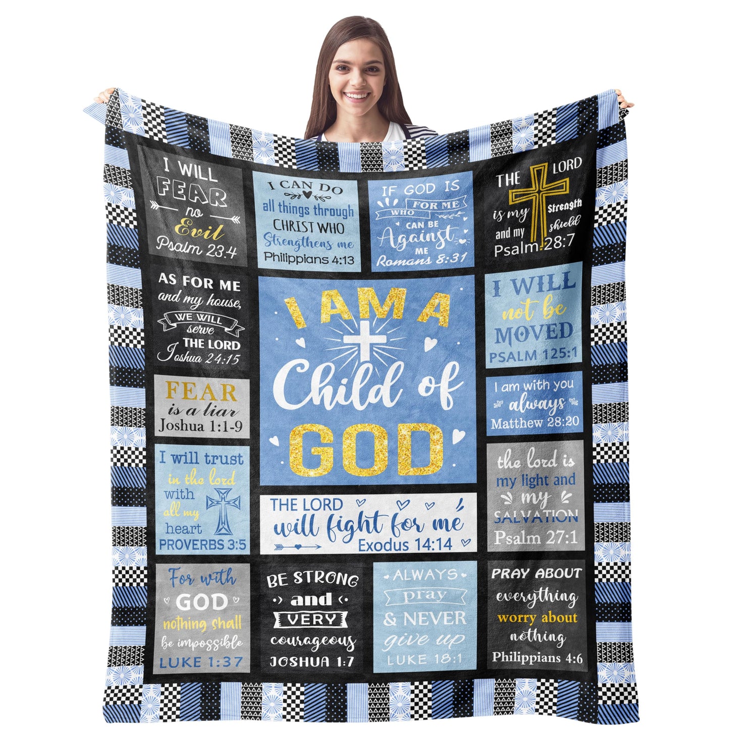 CUJUYO Christian Gifts for Men, Dad, Son, Brother, Him Blanket 60"x50" - Inspirational Religious Graduation/Birthday Gifts - Baptism Confirmation Gifts for Boys - Catholic Spiritual Gifts for Men