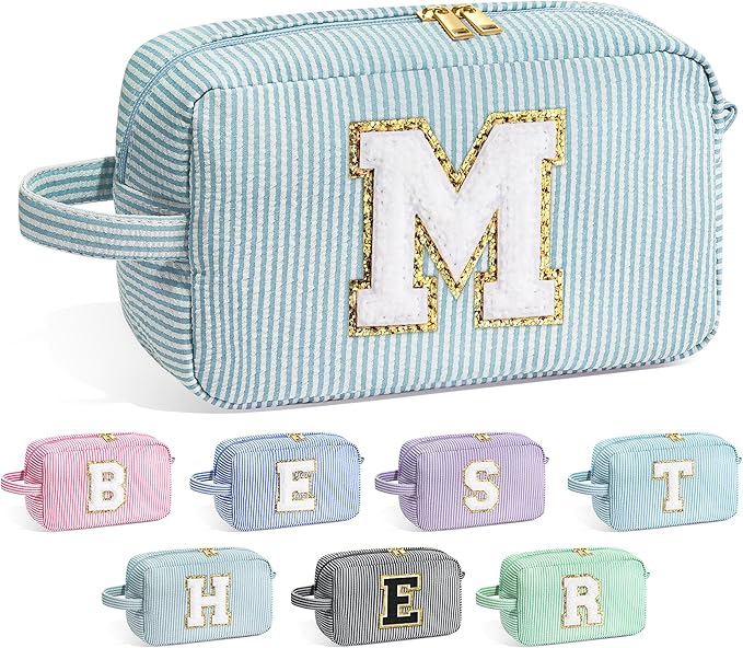 YOOLIFE Gifts for Teens - Personalized Initial Makeup Bag for Girls, Birthday Gifts for Girls, Ages 10-13
