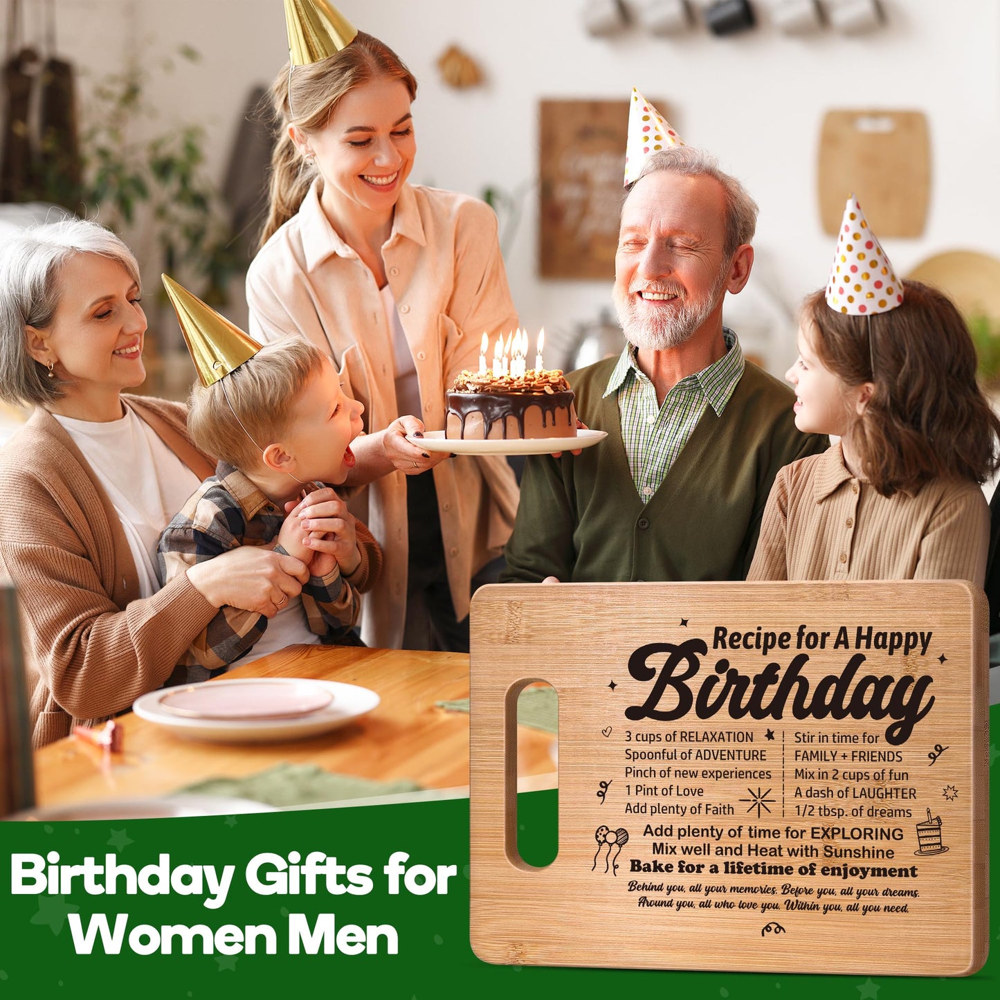 Birthday Gifts for Women Men,Best Friend Birthday Gifts for Her Him,Year Old Birthday Gifts for Women Friendship,Birthday Gift Ideas for Dad Mom Sister Girls,Happy Birthday Decorations Cutting Board