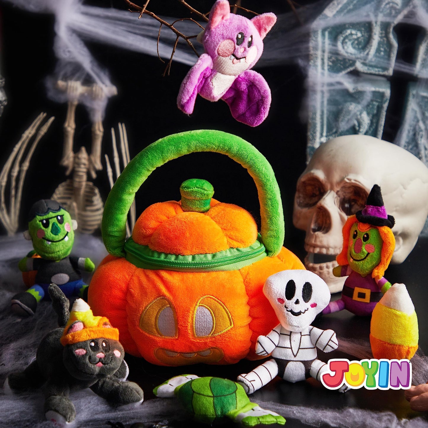 JOYIN Baby's Pumpkin Halloween Playset with 8 Fun Play Pieces, Plush Goodie Bags Stuffers Fillers for Kids, Halloween Party Favors Supplies Decoration, Prizes and Gifts for Infants Boys and Girls