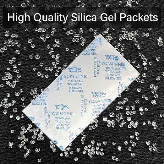 Silica Gel Packets 10 Gram [50 Packs], Reusable Desiccant Packs for Storage, Rechargeable Moisture Absorber Food Grade Silica Gel Packs for Moisture Control