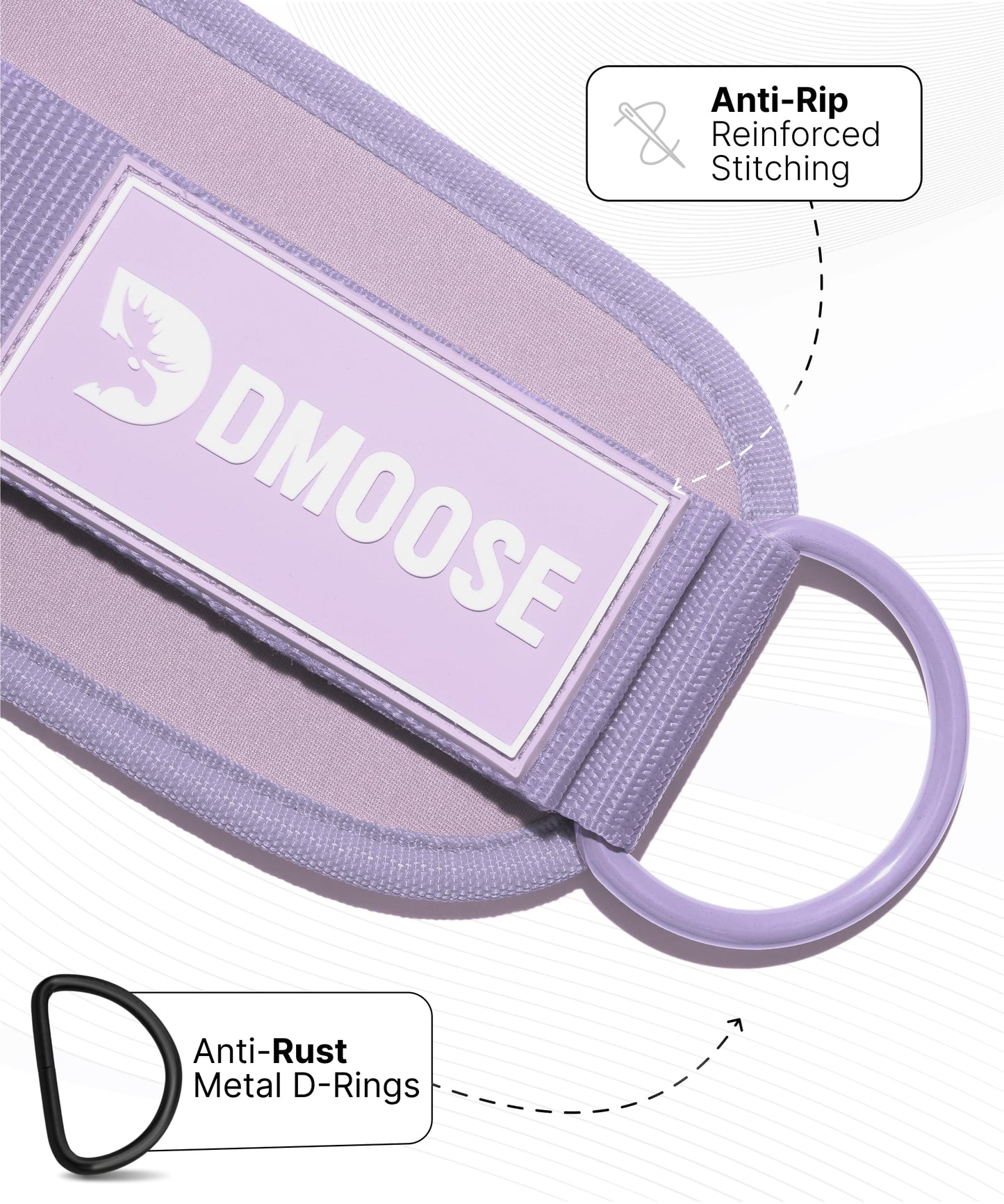 DMoose Fitness Ankle Straps for Cable Machines - One Size Fit Premium Padding, Glute Kickback Ankle Strap for Women & Men, Cable Attachments for Gym & Booty Workouts (Lilac Purple - Single)