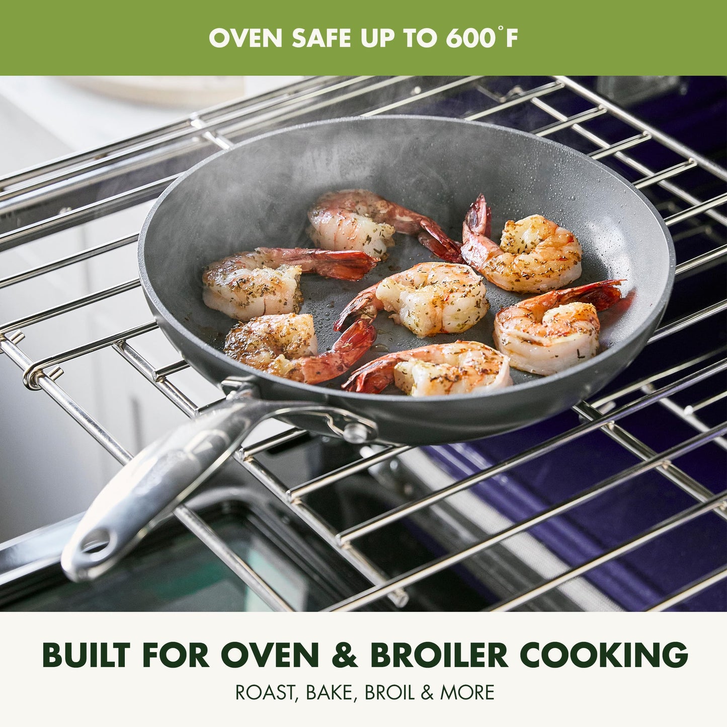 GreenPan Valencia Pro Ceramic Nonstick 8" 9.5" & 11" Fry Pan Skillet Set, Hard Anodized PFAS-Free, Induction Ready, Compatible on All Cooktops, Dishwasher Safe, Oven Safe to 600F, Gray