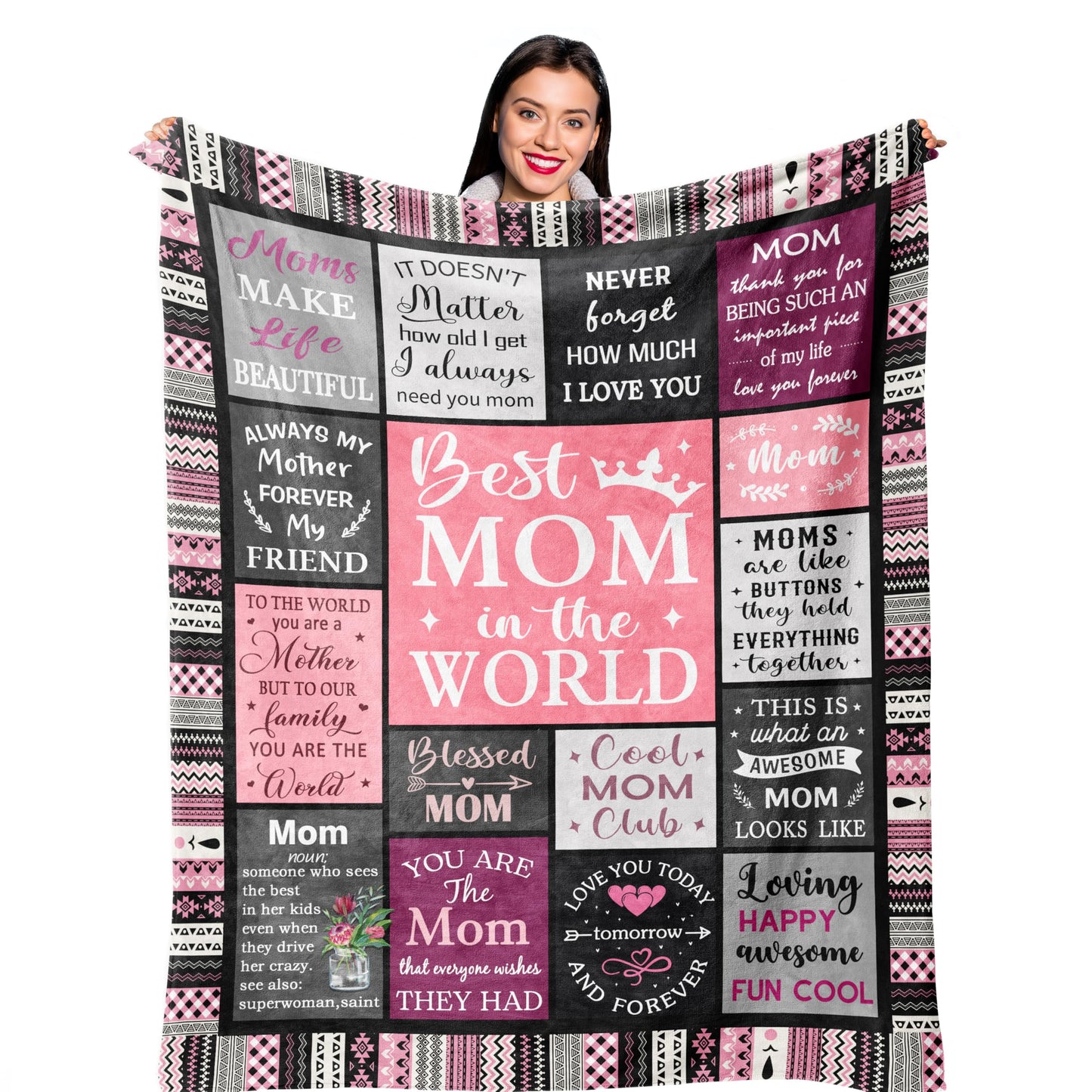 Ruvinzo Gifts for Mom, Mom Birthday Gifts, Mom Gifts, Birthday Gift for Mom, Gifts for Moms from Daughter Son, Mama Mother Gifts, Best Mom Ever Gift, Valentines/Mothers Day to My Mom Blanket 60” x 50”