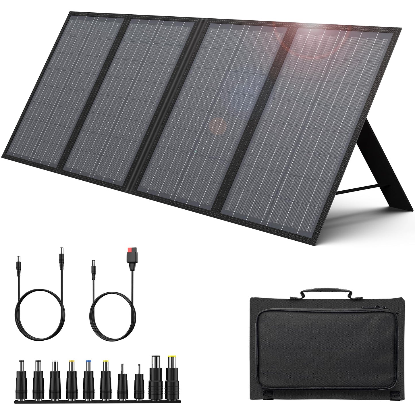 EnginStar Portable Power Station, 300W 296Wh Battery Bank with 110V Pure Sine Wave, 60W Foldable Solar Panel with 18V DC Outlet for Portable Power Stations